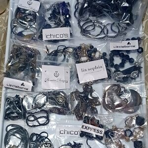 Huge Jewelry Lot Designer Signed Excellent Wearible Vintage To Now Black Jet Sil